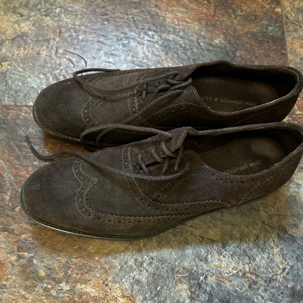 John Varvatos Dark Brown Suede Oxfords